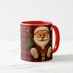 Festiver Santa-Reißverschluss   Karierter Weihnach Tasse