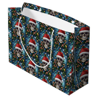 Festiver Santa-Totenkopf Große Geschenktüte