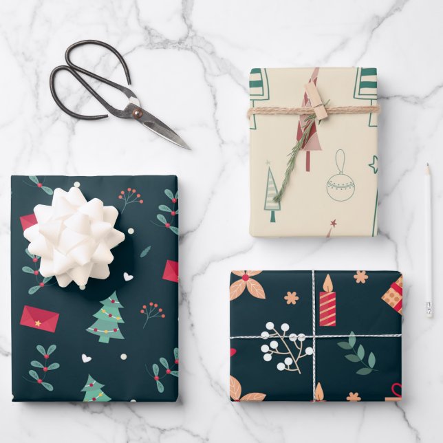 FESTIVES ARBEITSPAPIER GESCHENKPAPIER SET (Vorderseite)