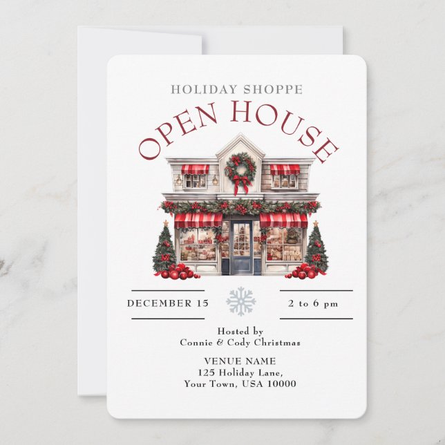 FESTIVES CHRISTMAS DEKORATED SHOP OPEN HOUSE EINLADUNG (Vorderseite)