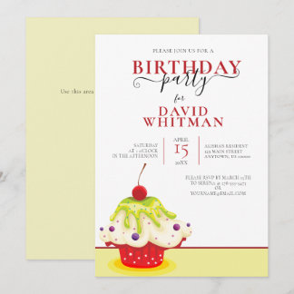 FESTIVES KUPFKAK MIT CHERRY GEBURTSTAGSPARTEI EINLADUNG