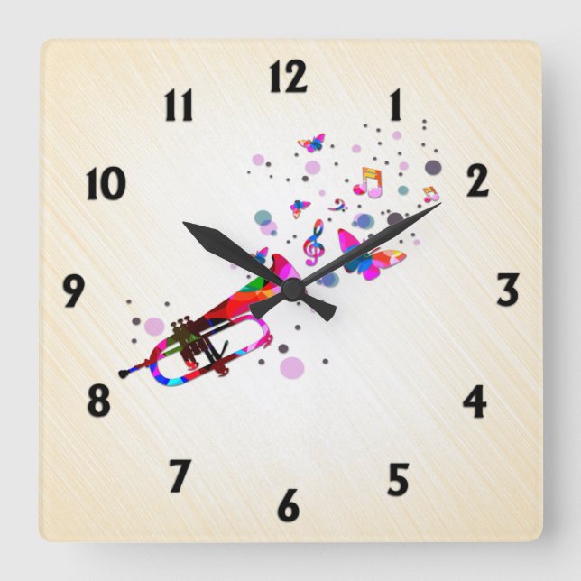 Festivitäts-Trumpet Quadratische Wanduhr (Vorderseite)