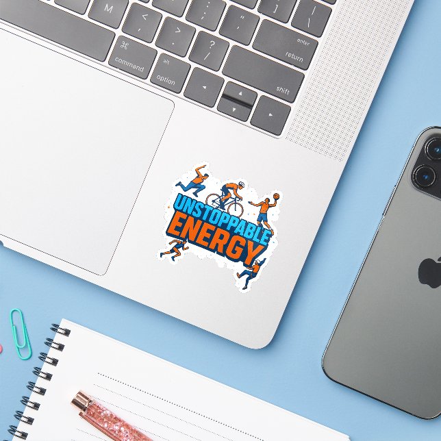 Festivsportmotivation - Aufkleber für Notebooks (Laptop mit iPhone)