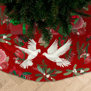 Festivvogelmuster Polyester Weihnachtsbaumdecke