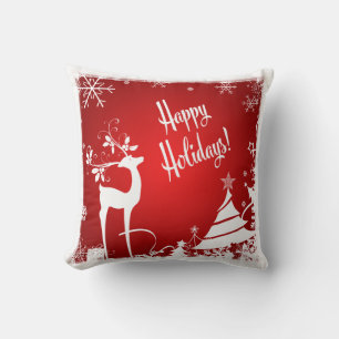 Festkissen Rot und Weiß, Happy Holidays! Kissen