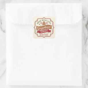 Festlich aus Liebe Gingerbrot Bäckerei Quadratischer Aufkleber