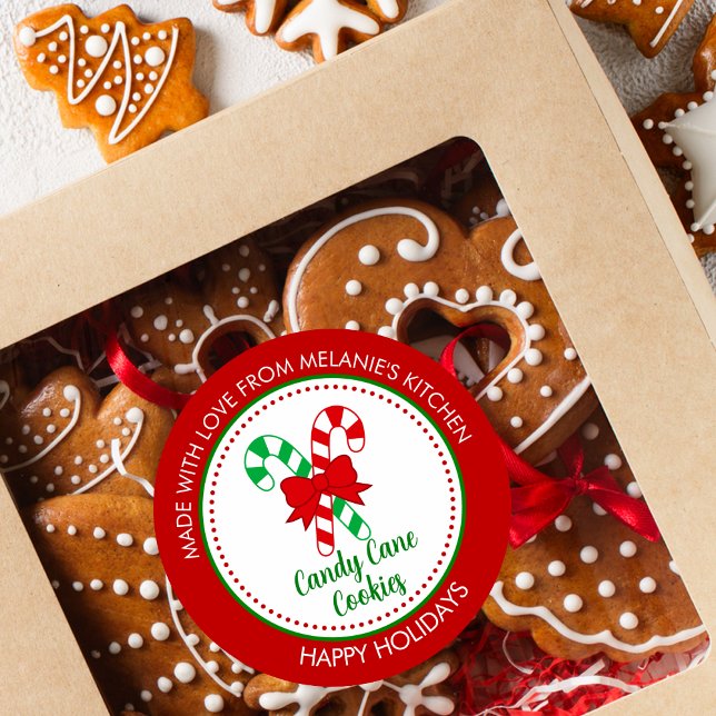 Festlich gemacht mit Liebe Candy Cane Weihnachtsma Runder Aufkleber (Von Creator hochgeladen)