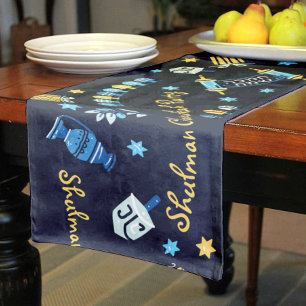 Festlich Hanukkah Personalisiert Menorah Dreidel Kurzer Tischläufer