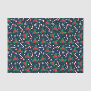 Festlich Holly Berry & Cane Muster Weihnachten Seidenpapier