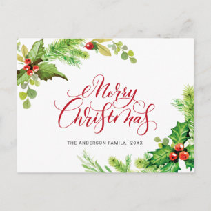 Festlich Holly Berry Frohe Weihnachtsfeiertag Postkarte