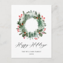 Festlich Holly Berry Pine Forest Wreath Weihnachte