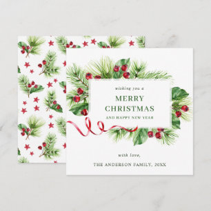 Festlich Holly Berry Weihnachtsgrüßen Feiertagskarte