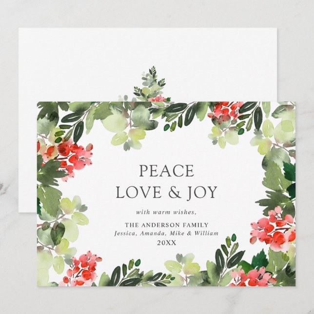 Festlich Holly Berry Weihnachtsgrüßen Feiertagskarte (Vorne/Hinten)