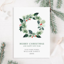 Festlich Holly Berry Wreath Weihnachten Gruß Holi