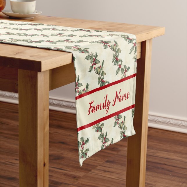 Festlich Holly Garland Kurzer Tischläufer (Beispiel)