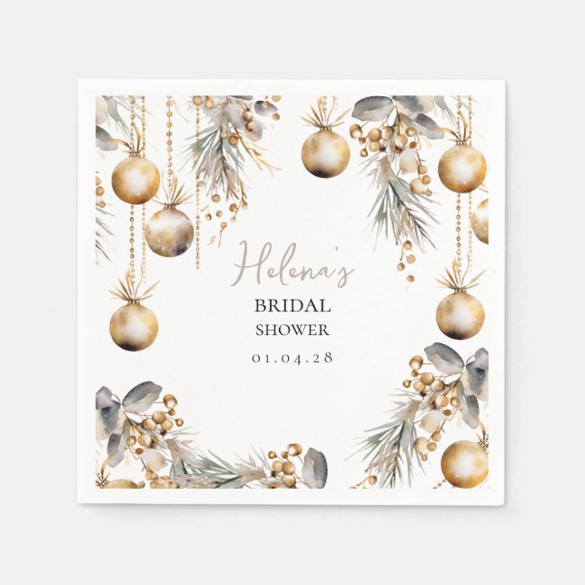 Festlich Napkin | Holly & Gold-Brautparty Serviette (Vorderseite)