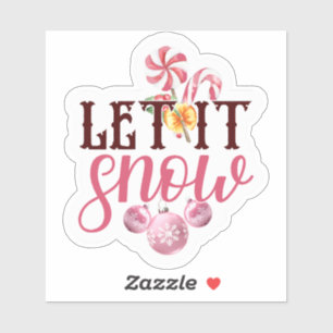 Festlich rosa, schneit es Weihnachtsaufkleber Desi Aufkleber