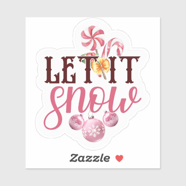 Festlich rosa, schneit es Weihnachtsaufkleber Desi Aufkleber (Blatt)
