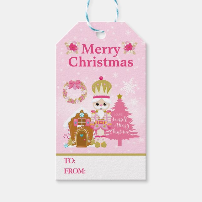 Festlich rosa Weihnachtsnachtscreme Geschenkanhänger (Vorderseite)