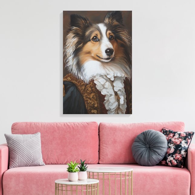 Festlich und Regal Shetland Sheepdog | Sheltie Leinwanddruck (Insitu (Wohnzimmer))
