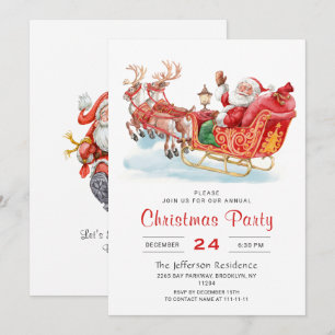 Festlich Weihnachtsmann Sleigh Weihnachten Party Einladung