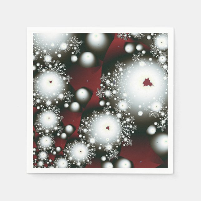 Festliche 2 Winter Schneeflocken Frische Fraktal K Serviette (Vorderseite)