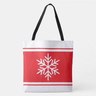 Festliche Alpin Schneeflocke Helle Rote Streifen Tasche