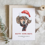 Festliche Aquarellbahn Dackel Santa Happy Urlaub Feiertagskarte<br><div class="desc">Gute Ferien! Senden Sie Ihre Urlaubswünsche mit dieser individuell gestaltbaren Urlaubskarte an Familie und Freunde. Es verfügt über einen Aquarell-Beagle mit einer Weihnachtsmannmütze. Personalisieren Sie diese Beagle-Urlaubskarte,  indem Sie Ihre Daten hinzufügen. Diese Weihnachtskarte für den Hund ist auf anderen Cardstock erhältlich.</div>