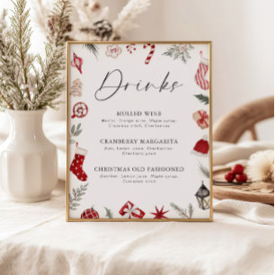 Festliche Aquarellfarben Rahmen Weihnachtsgetränke Poster