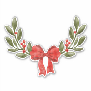 Festliche Aquarellfarben Weihnachtsdekorationen Aufkleber