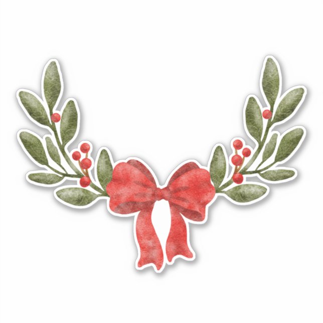 Festliche Aquarellfarben Weihnachtsdekorationen Aufkleber (Vorderseite)