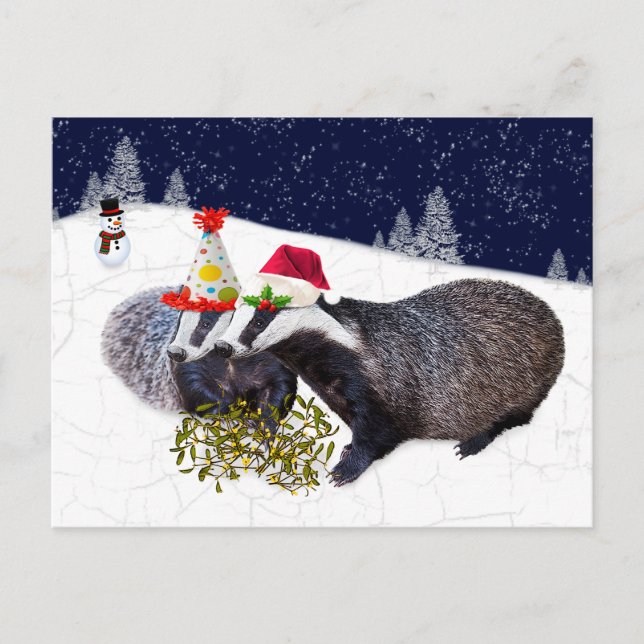 Festliche Badgers Postkarte (Vorderseite)