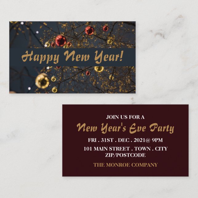 Festliche Bauern, Silvester Party Ticket Begleitkarte (Vorne/Hinten)