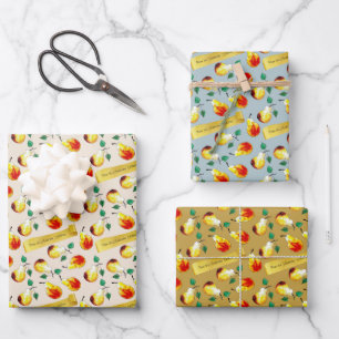 Festliche Bauernhausbirnen Boho-Weihnachtsküche Geschenkpapier Set