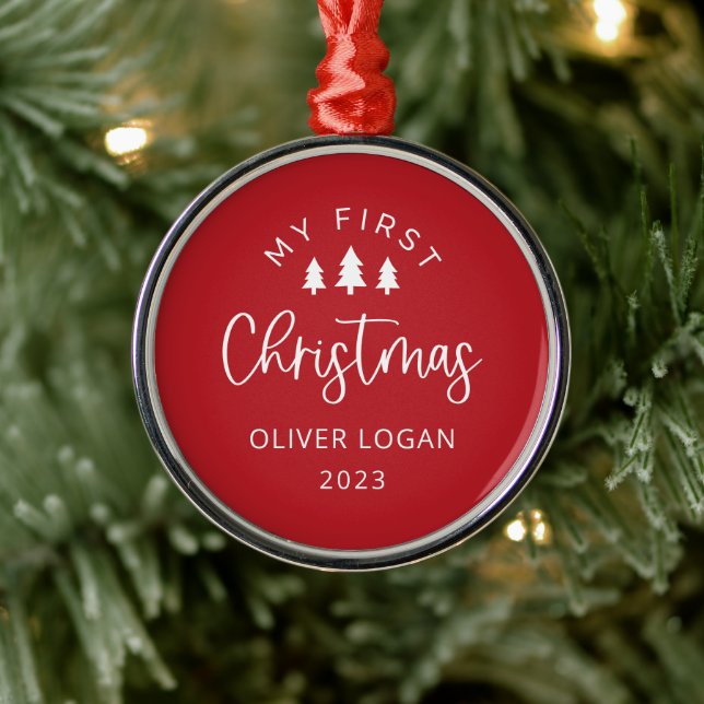 Festliche Bäume Erste Weihnacht Ornament Aus Metall (Baum)