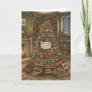 Festliche Bibliothek für Vintage-Buchliebhaber Karte