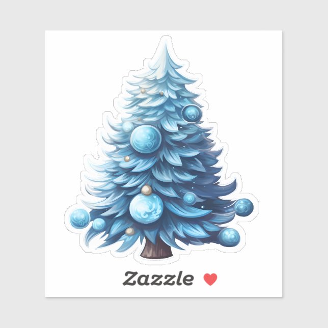 Festliche blaue Weihnachtsbaumdekor Aufkleber (Blatt)