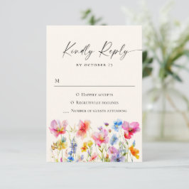 Festliche Blume mit glatter Wasserfarbe Hochzeit RSVP Karte