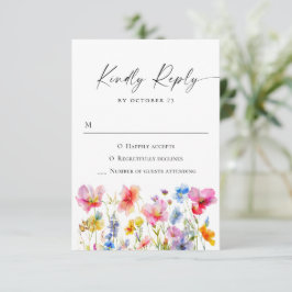 Festliche Blume mit glatter Wasserfarbe Hochzeit RSVP Karte