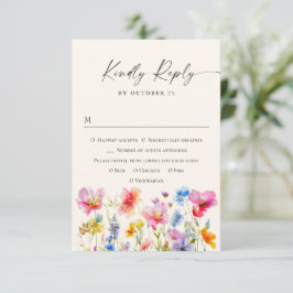 Festliche Blume mit glatter Wasserfarbe Hochzeit RSVP Karte