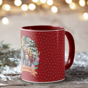 Festliche Blumenreste Rotes Foto Weihnachten Tasse