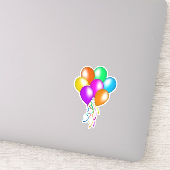 Festliche Bunch Ballons Mehrere Farben Streamer Aufkleber (Detail)