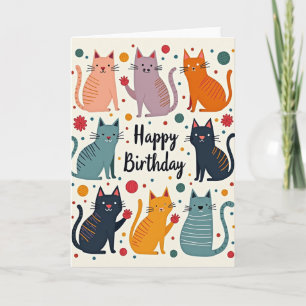 Festliche Bunte Katzenkarte Karte