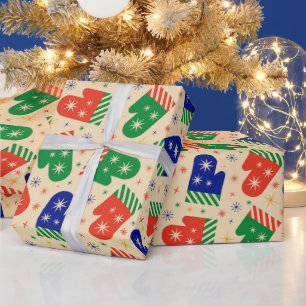 Festliche bunte Weihnachts-Handschuhe  Geschenkpapier