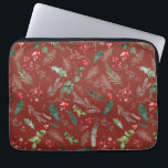 Festliche Burgunder Weihnachten Botanischer Blumen Laptopschutzhülle<br><div class="desc">Dieses Muster zeichnet sich durch gekochte Aquarellblumen, Beeren und Wintergrün aus.</div>