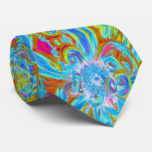 Festliche Chartreuse und Blue Dahlia Blume Petals Krawatte