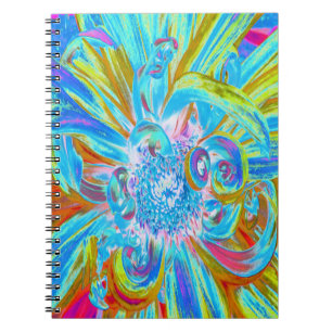 Festliche Chartreuse und Blue Dahlia Blume Petals Notizblock