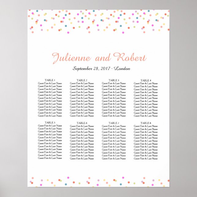 Festliche Confetti-Hochzeitstabelle Poster (Vorne)