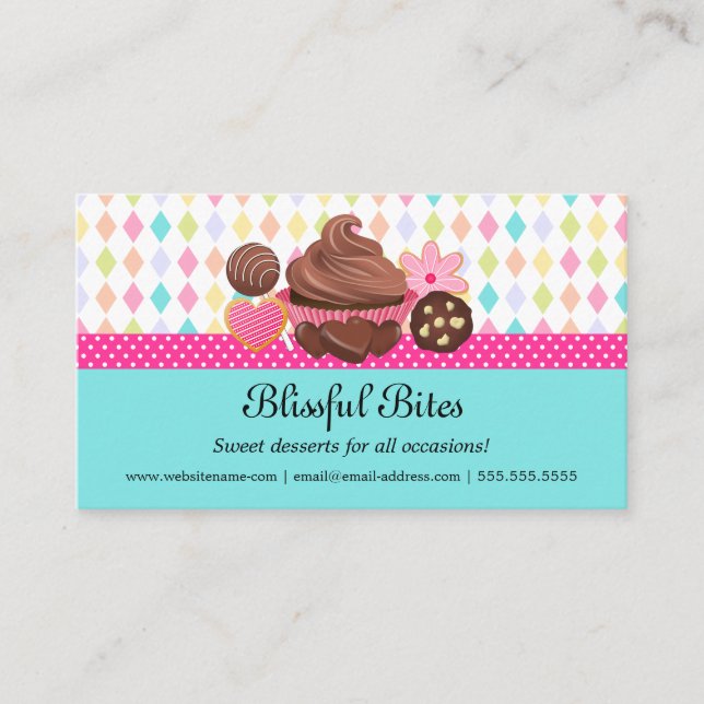 Festliche Cupcake Cake Pop Cookies Desserts Visitenkarte (Vorderseite)
