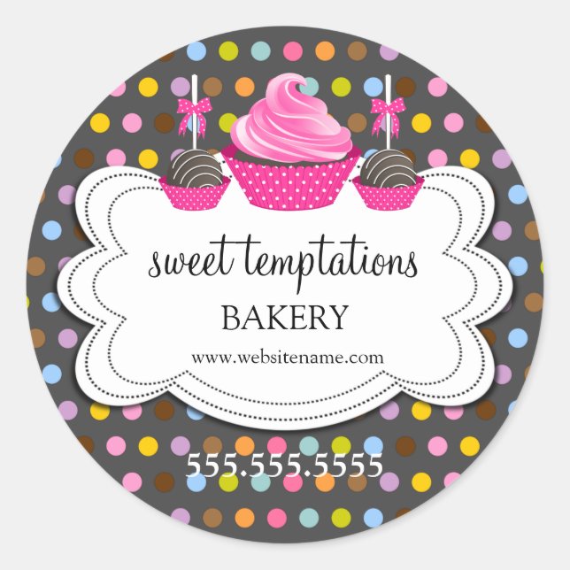 Festliche Cupcake Cake Pops Bäckerei Verpackung Runder Aufkleber (Vorderseite)